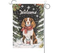 Bandiera Da Giardino Welcome English Springer Spaniel Hello Winter Dog Snowflakes Are Falling Bandiera Verticale Durevole Bandiere Decorative Colore Vivido Bandiera Da Cortile Per Feste 30X45CM