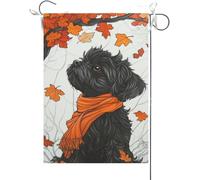 Bandiera Da Giardino Welcome Fall Black Shih Tzu Stained Glass Style Maple Leaves Fall Thanksgiving Bandiera Verticale Durevole Bandiera Da Cortile Antivento Garden Flag Per Feste 30X45CM