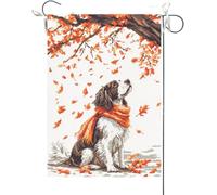 Bandiera Da Giardino Welcome Fall Funny English Springer Spaniel Maple Garden Flag Premium Bandiere Decorative Antivento Bandiera Da Cortile Per Feste Celebrazioni Festival 30X45CM
