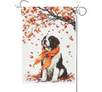 Bandiera Da Giardino Welcome Fall Funny Saint Bernard Maple Bandiere Decorative Durevole Bandiera Da Cortile Colore Vivido Garden Flag Per Esterno Festival Celebrazioni 30X45CM