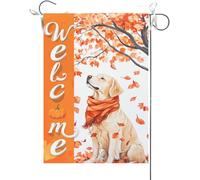 Bandiera Da Giardino Welcome Fall Golden Retriever Bandiere Decorative Durevole Bandiera Verticale Colore Vivido Garden Flag Per Esterno Festival Celebrazioni 30X45CM