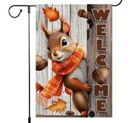 Bandiera Da Giardino Welcome Fall The Nut Squirrel Fall Autumn Thanksgiving Bandiere Decorative Verticale Garden Flag Durevole Bandiera Da Cortile Per Feste Festival Celebrazioni 30X45CM