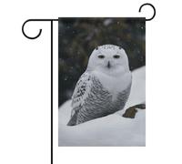 Bandiera da giardino "Welcome Garden Flag Snow Owl Spring Summer Floral Yard Flag" 12x18 pollici, decorazione da esterno bifacciale per primavera, inverno e fattoria, resistente allo sbiadimento e f