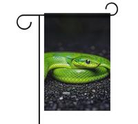 Bandiera da giardino "Welcome Garden Flag The Green Snake" con motivo floreale primaverile ed estivo, 30x45 cm, decorazione da esterno bifacciale per primavera, inverno e fattoria, resistente allo s