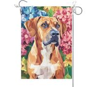 Bandiera Da Giardino Welcome Hydrangea Great Dane, Welcome Dog Bandiere Decorative Antivento Bandiera Da Cortile Premium Garden Flag Per Esterno Feste Festival 30X45CM