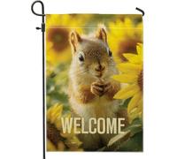 Bandiera Da Giardino Welcome Squirrel Bright Yellow Sunflower 30X45Cm Bandiera Moda Durevole Bandiere Da Cortile Per Il Portico Balcone Dormitorio
