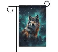 Bandiera da giardino "Welp Under The Starry Sky" con scritta "Primavera Estate Floral Yard Flag", 12x18 pollici, decorazione da esterno bifacciale per primavera, inverno e fattoria, resistente allo
