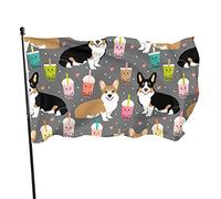 Bandiera da Giardino Welsh Corgi Dogs Succo di Caffè Bandiera in Poliestere con 2 Occhielli in Ottone Striscione Colori Vividi e a Prova di Sbiadimento Bandiera da Giardino per Interni Decorazioni per