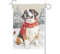Bandiera Da Giardino Winter Saint Bernard,Dog Cardinal Bandiera Verticale Premium Garden Flag Durevole Bandiera Da Cortile Per Celebrazioni Esterno Feste 30X45CM