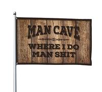Bandiera da palestra con scritta in inglese "Man Cave Where I Do Man Shit", bandiera da giardino divertente (30 x 45 cm)