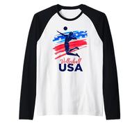 Bandiera da pallavolo da Uomo con Scritta Support The Team Maglia con Maniche Raglan
