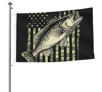 Bandiera da parata dai colori vivaci con occhielli in ottone - Bandiera americana mimetica per la pesca al black bass, bandiera da caccia, nera, resistente allo sbiadimento, bandiere decorative da gia
