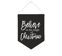 Bandiera da parete in tela con citazione ispiratrice Believe in The Magic of Christmas Wall Art Hanging Banner Home Office Decor 25,4 x 30,5 cm banner in tela regali di inaugurazione della casa