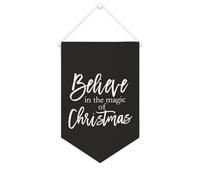 Bandiera da parete in tela con citazione ispiratrice Believe in The Magic of Christmas Wall Art Hanging Banner Home Office Decor 25,4 x 38,1 cm Banner in tela Regali di inaugurazione della casa