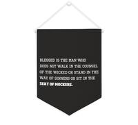 Bandiera da parete in tela con citazione ispiratrice "Blessed Is The Man Who Does Not Walk in The Counsel of The Wicked Wall Art Hanging Banner Home Office Decor 30,5 x 40,6 cm Banner su tela Regali