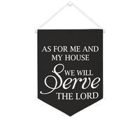 Bandiera da parete in tela con citazione ispiratrice come per me e la mia casa We Will Serve The Lord, striscione da appendere per casa e ufficio, 30,5 x 40,6 cm, regalo di inaugurazione della casa