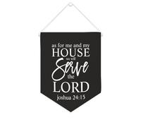 Bandiera da parete in tela con citazione ispiratrice come per me e la mia casa We Will Serve The Lord Joshua 24: 15, decorazione da parete per casa e ufficio, 25,4 x 30,5 cm, striscione in tela regalo