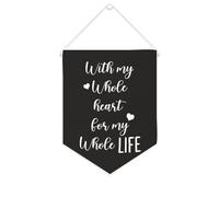 Bandiera da parete in tela con citazione ispiratrice con il mio cuore intero per tutta la mia vita, striscione da appendere per casa e ufficio, 25,4 x 30,5 cm, regalo per l'inaugurazione della casa