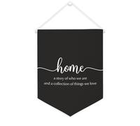 Bandiera da parete in tela con citazione ispiratrice con scritta "A Story of Who We Are And A Collection of Things We Love", decorazione da parete per casa e ufficio, 30,5 x 40,6 cm, striscione in