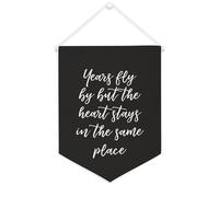 Bandiera da parete in tela con citazione ispiratrice con scritta "Fly by But The Heart Stay in the Same Place", decorazione da parete per casa e ufficio, 30,5 x 40,6 cm, striscione su tela, regalo per