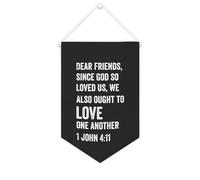Bandiera da parete in tela con citazione ispiratrice con scritta in lingua inglese "Dear Friends,since God So Loved Us", decorazione per casa e ufficio, 25,4 x 38,1 cm, striscione su tela, regalo per