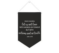 Bandiera da parete in tela con citazione ispiratrice con scritta in lingua inglese "Let Us Not Love with Words", decorazione per casa e ufficio, 25,4 x 38,1 cm, in tela, regalo per l'inaugurazione