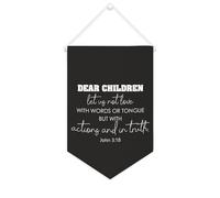 Bandiera da parete in tela con citazione ispiratrice con scritta in lingua inglese "Let Us Not Love with Words or Tongue", decorazione per casa e ufficio, 25,4 x 38,1 cm, in tela, regalo per
