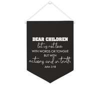Bandiera da parete in tela con citazione ispiratrice con scritta in lingua inglese "Let Us Not Love with Words or Tongue", decorazione per casa e ufficio, 30,5 x 40,6 cm, in tela, regalo per
