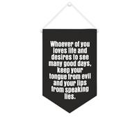 Bandiera da parete in tela con citazione ispiratrice con scritta "Whoever of You Loves Life And Desires to See Many Good Days", striscione da appendere per casa e ufficio, 25 x 38 cm, in tela, regalo