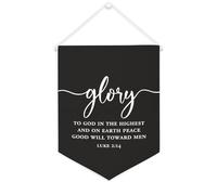 Bandiera da parete in tela con citazione ispiratrice Gagliardetto Gloria a Dio in The Higheat And on Earth Peace Good Will Toward Men Wall Art Hanging Banner Home Office Decor 30,5 x 40,6 cm Tela