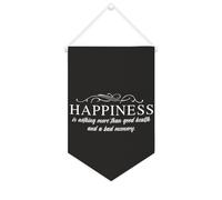 Bandiera da parete in tela con citazione ispiratrice "Happiness Is Nothing More Than Good Health And A Bad Memory", decorazione da parete per casa e ufficio, 25 x 38 cm, in tela, regalo per