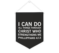 Bandiera da parete in tela con citazione ispiratrice I can do all things through Christopher Who Strengthens Wall Art Hanging Banner Home Office Decor 30,5 x 40,6 cm banner in tela regalo per