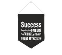 Bandiera da parete in tela con citazione ispiratrice Il successo sta andando dal fallimento al fallimento senza perdere entusiasmo, decorazione da parete per casa e ufficio, 25,4 x 30,5 cm, striscione