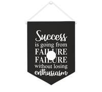 Bandiera da parete in tela con citazione ispiratrice Il successo sta andando dal fallimento al fallimento senza perdere entusiasmo, decorazione da parete per casa e ufficio, 30,5 x 40,6 cm, striscione