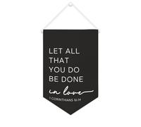 Bandiera da parete in tela con citazione ispiratrice Let All That You Do Be Done in Love, decorazione da parete per casa e ufficio, 25,4 x 38,1 cm, striscione in tela per inaugurazione della casa