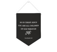 Bandiera da parete in tela con citazione ispiratrice So in Christ Jesus You Are All Children of God through Faith, decorazione da parete per casa e ufficio, 25,4 x 30,5 cm, striscione in tela regalo