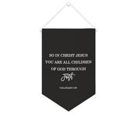 Bandiera da parete in tela con citazione ispiratrice So in Christ Jesus You Are All Children of God through Faith, decorazione da parete per casa e ufficio, 25,4 x 38,1 cm, in tela, regalo per
