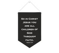 Bandiera da parete in tela con citazione ispiratrice So in Christ Jesus You Are All Children of God through Faith, decorazione da parete per casa e ufficio, 25,4 x 38,1 cm, in tela, regalo per