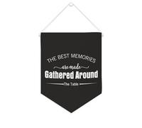 Bandiera da parete in tela con citazione ispiratrice The Best Memories Are Made Gathered Around The Table Wall Art Hanging Banner Home Office Decor 25,4 x 30,5 cm tela banner regali di inaugurazione