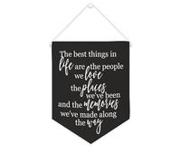 Bandiera da parete in tela con citazione ispiratrice The Best Things in Life Are The People We Love, decorazione da parete per casa e ufficio, 25,4 x 30,5 cm, striscione in tela per inaugurazione