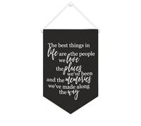 Bandiera da parete in tela con citazione ispiratrice The Best Things in Life Are The People We Love, decorazione da parete per casa e ufficio, 25 x 38 cm, regalo per l'inaugurazione della casa