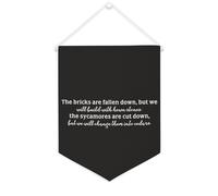 Bandiera da parete in tela con citazione ispiratrice The Bricks Are Fallen Down, But We Will Build with Hewn Stones Wall Art Hanging Banner Home Office Decor 30,5 x 40,6 cm Banner su tela Regali di
