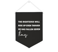 Bandiera da parete in tela con citazione ispiratrice The Righteous Will Rise Up Even Though He Has Fallen Seven Times Wall Art Hanging Banner Home Office Decor 30,5 x 40,6 cm Banner su tela Regali di