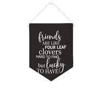 Bandiera da parete in tela con citazione motivazionale, con frase motivazionale, con scritta in lingua inglese "Are Like Four Leaf Clovers Hard to Find But Lucky to Have Wall Art Hanging Banner Home