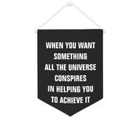 Bandiera da parete in tela con citazione motivazionale, con scritta in lingua inglese "When you want Something All The Universe Conspires in Helping You", decorazione per casa e ufficio, 30,5 x 40,6