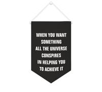 Bandiera da parete in tela con citazione motivazionale, con scritta in lingua inglese "When you want Something All The Universe Conspires in Helping You", decorazione per casa e ufficio, 25,4 x 38,1