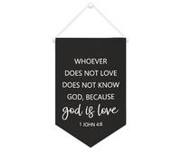 Bandiera da parete in tela con citazione motivazionale, con scritta in lingua inglese "Whoever Does Not Love Does Not Know God,because God Is Love", decorazione per casa e ufficio, 25,4 x 38,1 cm