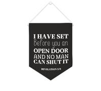 Bandiera da parete in tela con citazione motivazionale "I have set before you an open door and no man can shut it", striscione da appendere per casa e ufficio, 25,4 x 30,5 cm, regalo per inaugurazione