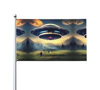 Bandiera da sbarco UFO. Bandiera da giardino per esterni, 9 x 1,5 m, in poliestere con stampa vivida, facile da appendere per patio, feste, campeggio