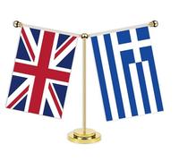 Bandiera da scrivania dell'amicizia britannica della Grecia, alta 30,5 cm, piccola bandiera greca della Gran Bretagna, piccola decorazione con stampa per tavolo da ufficio e casa